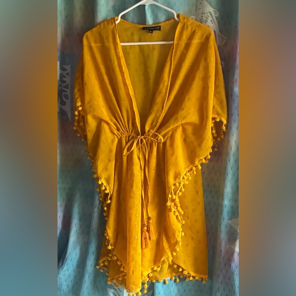Sunny Yellow Pom-Pom Swim Coverup - Picture 2 of 5